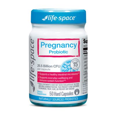 Life-Space 50 Capsules, Support Digestive, Immune, and Skin for Mom &amp; Baby, Lacto &amp; Bifido Strains with prebiotics, and L. Rhamnosus HN001, Gluten &amp; Dairy Free, No Refrigeration, Pregnancy Probiotic