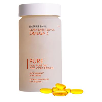 Naturesage Vegan Omega 3 Capsule Supplement, Plant-Based Omega 3 Fish Oil Alternative, 90 Capsules - Cold Pressed from Clary Sage Seed - Kosher - Omega 3 Fatty Acid Supplement