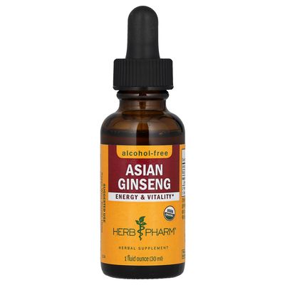 Herb Pharm Asian (Panax) Ginseng Liquid Glycerite for Energy and Stamina, Alcohol-Free Glycerite, 1 Oz