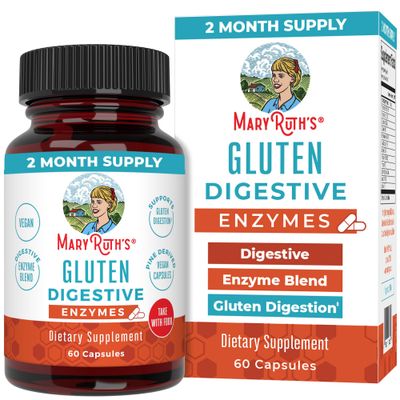 MaryRuth Organics Gluten Enzymes Capsules | Up to 2 Month Supply | Enzyme Supplement for Gut Health Support | Gluten Digestion | &amp; Nutrient Absorption | Vegan | Gluten Free | 60 Count