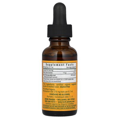 Herb Pharm Asian (Panax) Ginseng Liquid Glycerite for Energy and Stamina, Alcohol-Free Glycerite, 1 Oz