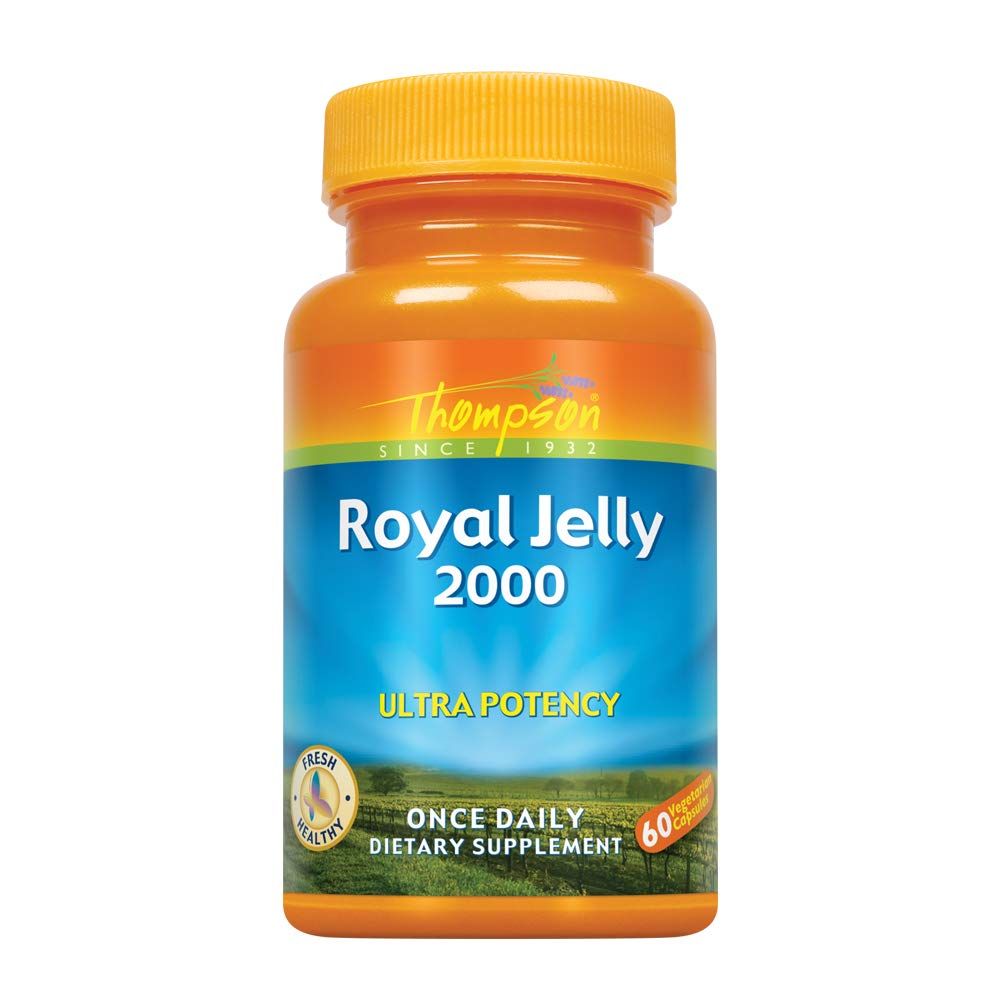 Thompson Royal Jelly Ultra Potency, 2000 Mg | Protein-Based Bee Product | Natural Source of Trace Vitamins &amp; Minerals | 60 Vegetarian Capsules