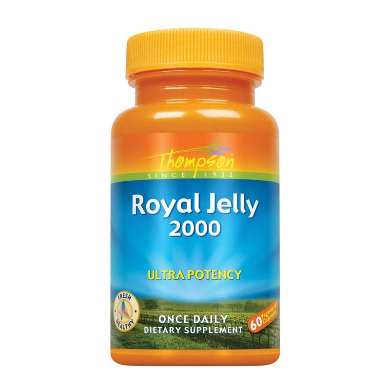 Thompson Royal Jelly Ultra Potency, 2000 Mg | Protein-Based Bee Product | Natural Source of Trace Vitamins &amp; Minerals | 60 Vegetarian Capsules