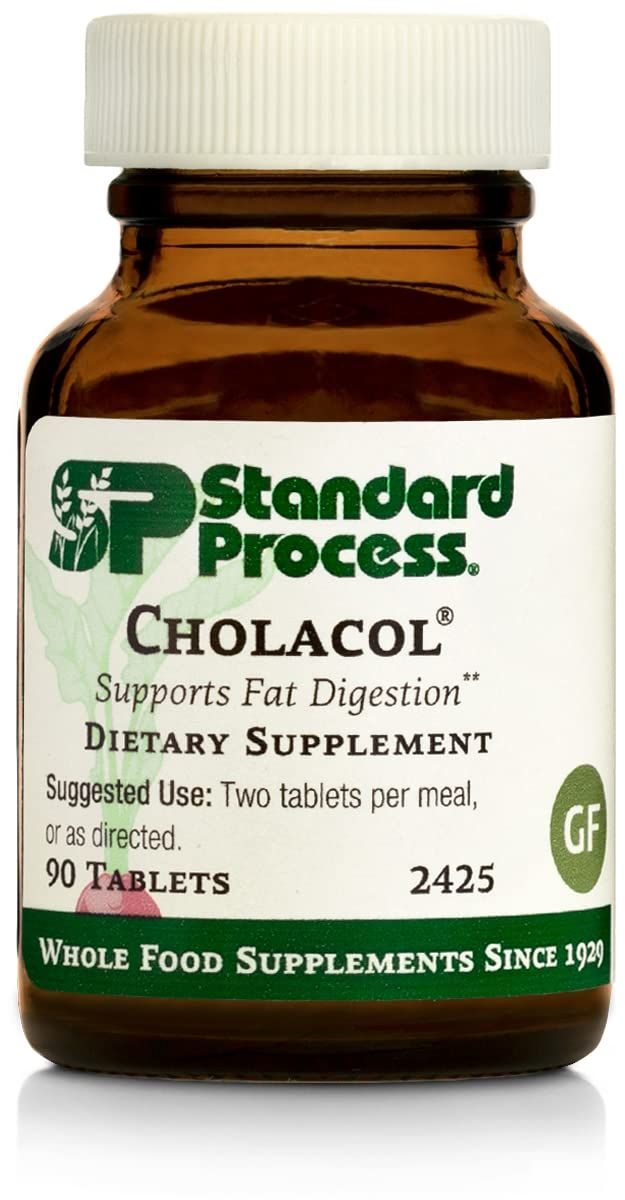 Standard Process Cholacol - Gallbladder Support Supplement - Fat Digestion Supplement for Digestive Health &amp; Bile Support - Gluten-Free, Non-Dairy &amp; Non-Soy - 90 Tablets
