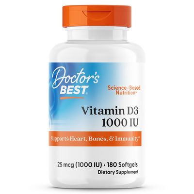 Doctor&#39;s Best Best Vitamin D3 1000 IU, Softgel Capsules, 180-Count