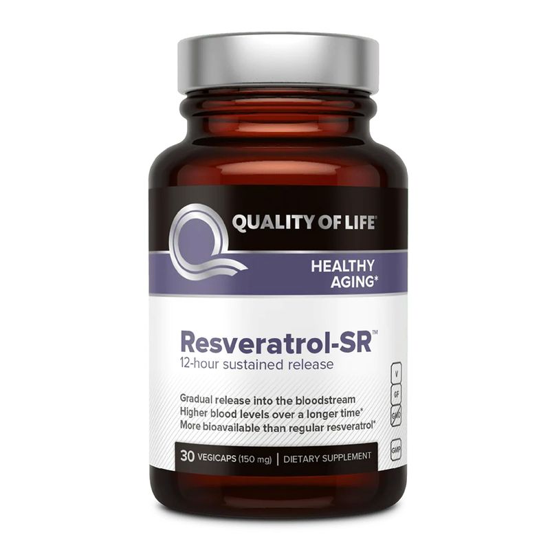 Quality of Life - Powerful Anti Aging - All Natural Formula Resveratrol SR - 30 Vegicaps