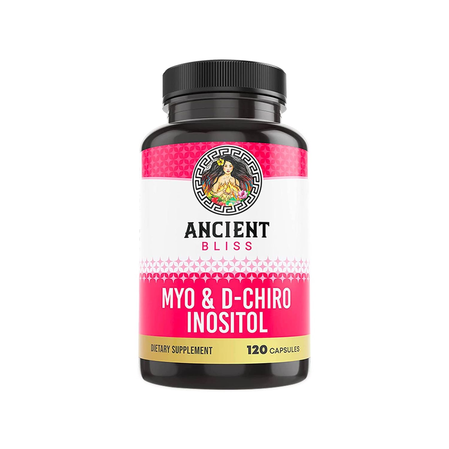 Ancient Bliss Myo &amp; D-Chiro Inositol Supplement, 40 to 1 Ratio, Helps in Ovarian Function Support for Women, Vitamin B8 Helps to Regulate Menstrual Cycle, 2050mg per Serving, 120 Vegan Capsules