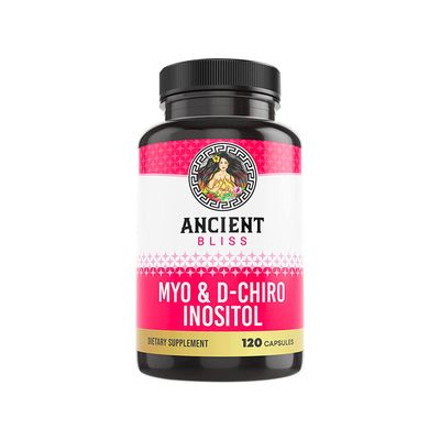 Ancient Bliss Myo &amp; D-Chiro Inositol Supplement, 40 to 1 Ratio, Helps in Ovarian Function Support for Women, Vitamin B8 Helps to Regulate Menstrual Cycle, 2050mg per Serving, 120 Vegan Capsules