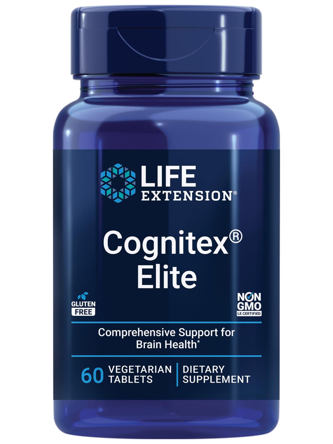 Life Extension Cognitex Elite, sage, Blueberry, ashwagandha, phosphatidylserine, vinpocetine, Attention, Focus, Mood &amp; Memory, Gluten-Free, Non-GMO, Vegetarian, 60 Tablets