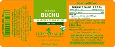 Herb Pharm Certified Organic Buchu Liquid Extract for Urinary System Support, 1 Fl Oz