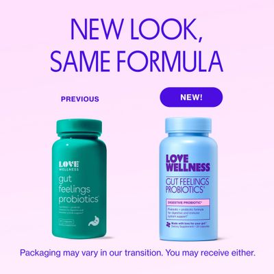 Love Wellness Gut Feelings Probiotic | Gut Health for Women, Digestion Relief &amp; Immune Support Supplement | Womens Probiotic for Gas Relief | 3 Billion CFU | Safe Prebiotic and Postbiotic | 30 Count
