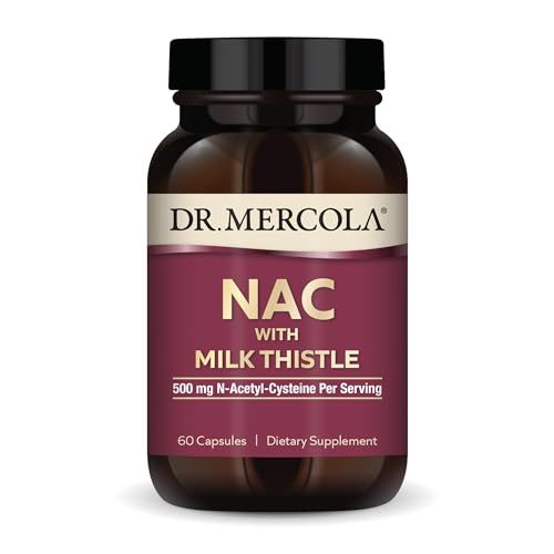 Dr. Mercola NAC with Milk Thistle, 30 Servings (60 Capsules), 500 mg N-Acetyl-Cysteine Per Serving, Dietary Supplement, Supports Normal Detoxification Processes, Non-GMO