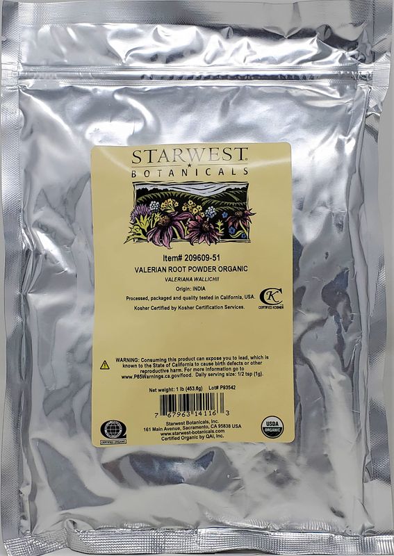Starwest Botanicals Organic Valerian Root Powder, 1 Pound