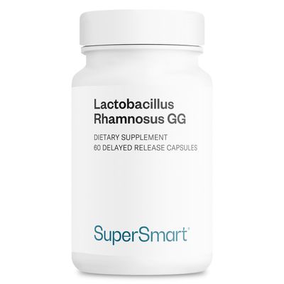 Supersmart - Lactobacillus Rhamnosus GG 10 Billion CFU per Day (LGG Probiotic with Inulin) - L. Rhamnosus Supplement | Non-GMO &amp; Gluten Free - 60 DR Capsules