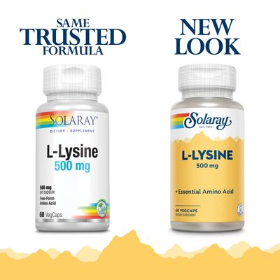 Solaray L-Lysine 500mg | Amino Acid | Healthy Cognitive, Immune System &amp; GI Function, Bones, Joints &amp; Skin Support | 60 VegCaps