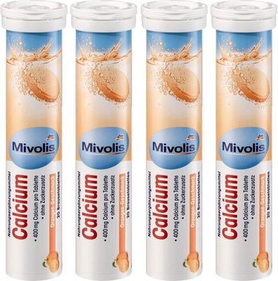 Mivolis Calcium effervescent Tablets - Dietary Supplements 4 Packs x 20 pcs | Germany