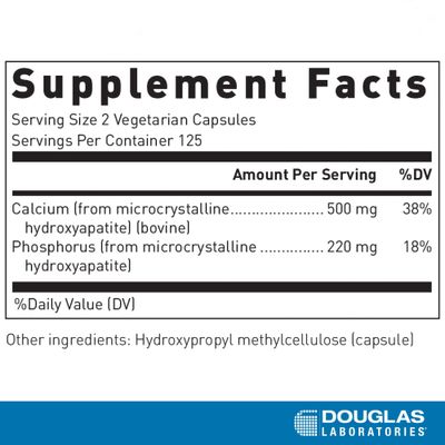 Douglas Laboratories Calcium Microcrystalline Hydroxyapatite - Teeth &amp; Bone Health Support* - with Calcium &amp; Phosphorus Micronutrients - Dietary Supplements - 250 Vegetarian Capsules