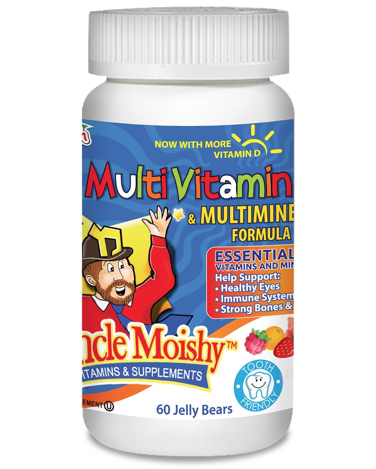 AEE SIXNE Uncle Moishy Kosher Childrens Multi-Vitamin Mineral Jellies with Choline 60 Jellies
