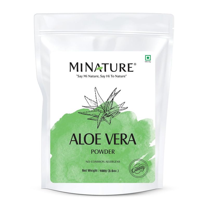 Aloe Vera Powder by mi Nature | Aloe Barbadensis | Vegan Non GMO| Pure &amp; Natural with NO Chemical | Made in India| Skin Hair Care| | 100 g / 4 Oz