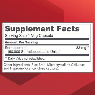 Protocol Serrapeptase - Digestive Enzyme Capsule - 60,000 Units Activity -Supports Respiratory Health* - Immune Support Supplements* - 60 Veg Caps