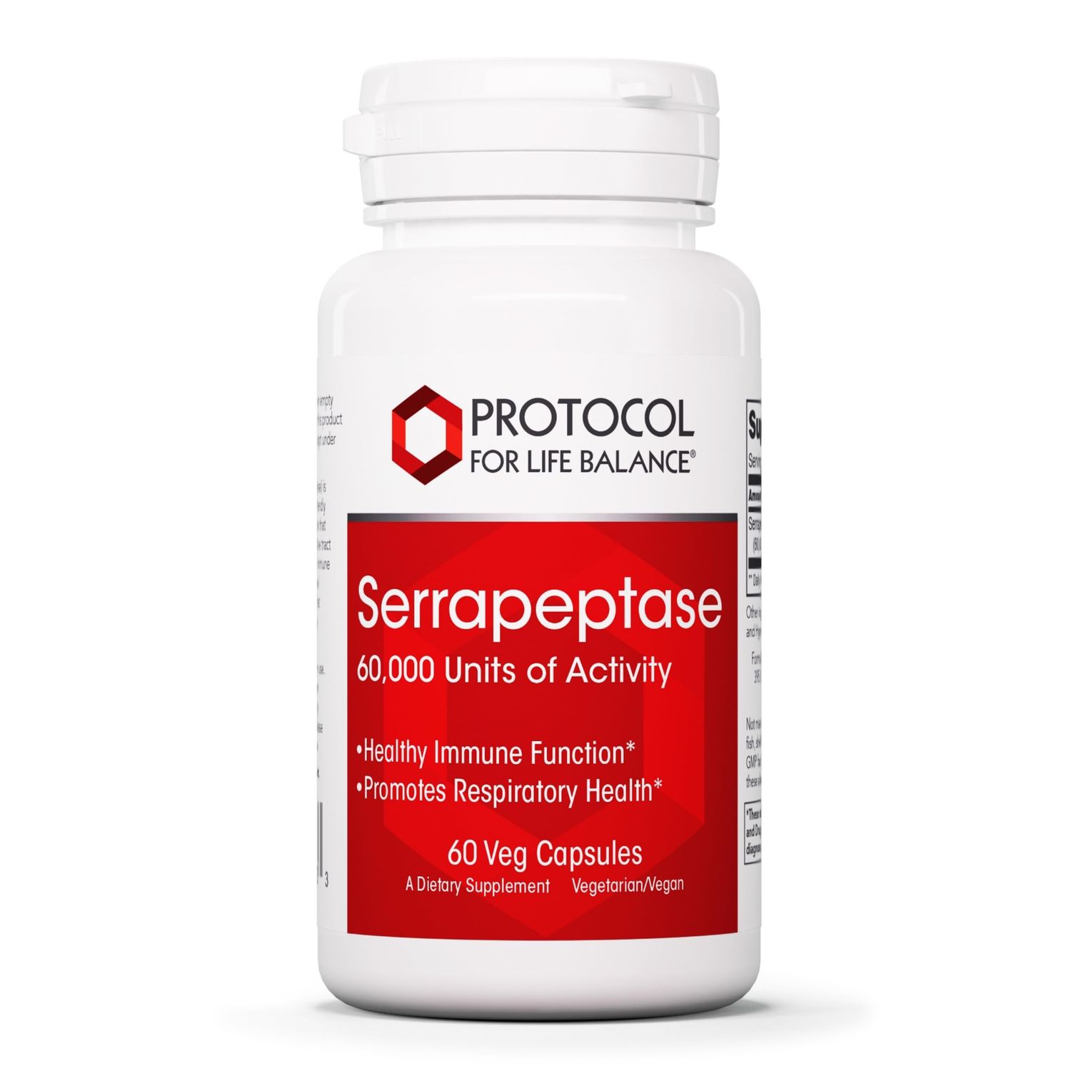 Protocol Serrapeptase - Digestive Enzyme Capsule - 60,000 Units Activity -Supports Respiratory Health* - Immune Support Supplements* - 60 Veg Caps