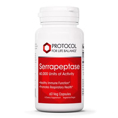 Protocol Serrapeptase - Digestive Enzyme Capsule - 60,000 Units Activity -Supports Respiratory Health* - Immune Support Supplements* - 60 Veg Caps