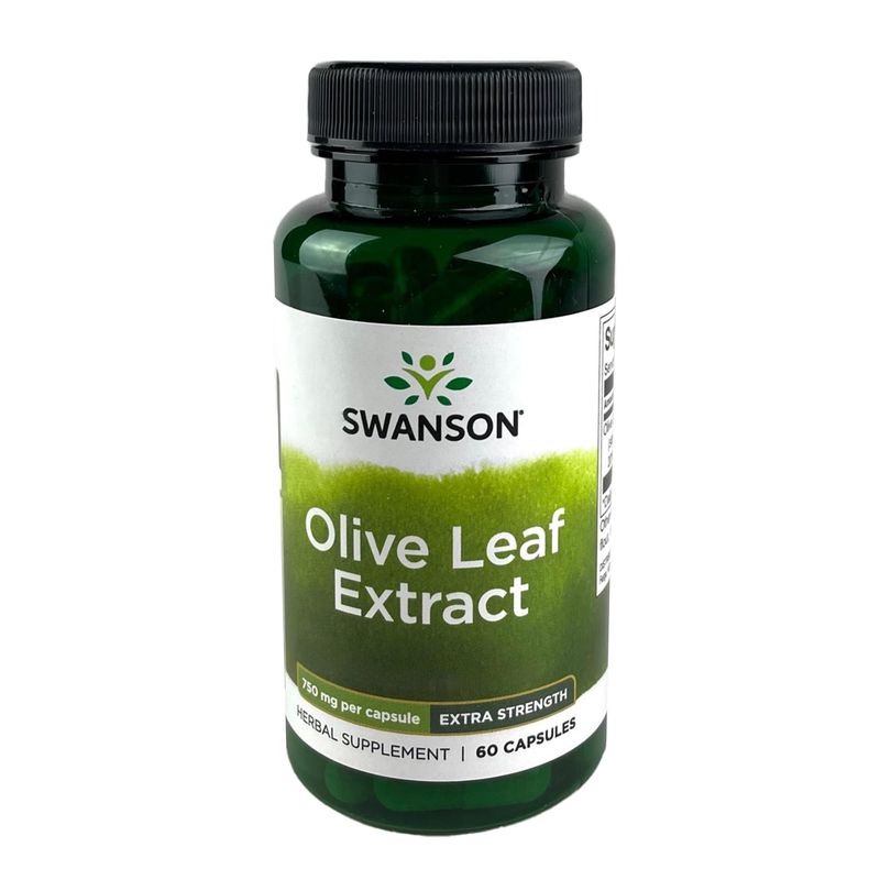 Swanson Olive Leaf Extract Capsules with 20% Oleuropein - Provides Immune Support, Promotes Cardiovascular System Health, and Supports Healthy Blood Pressure - (60 Capsules, 750mg Each)