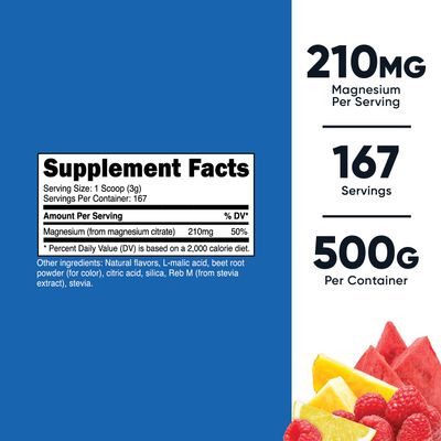 Nutricost Magnesium Citrate Powder (Fruit Punch, 500 Gram)