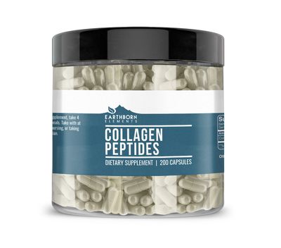 Earthborn Elements Collagen Peptides 200 Capsules, Pure &amp; Undiluted, No Additives
