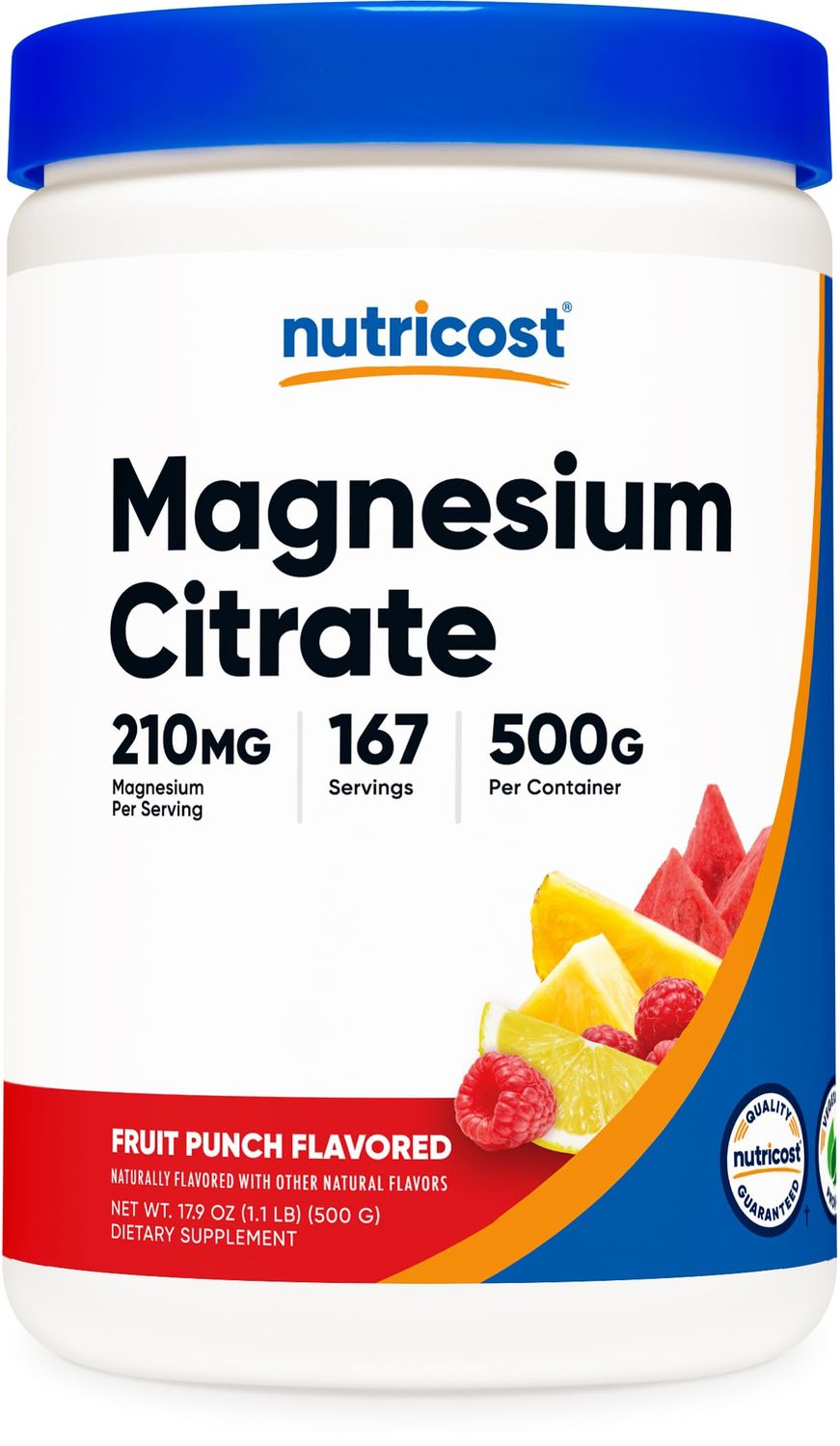 Nutricost Magnesium Citrate Powder (Fruit Punch, 500 Gram)