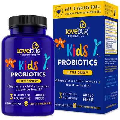 lovebug PROBIOTICS Little Ones Kids Probiotics, 120 Pearls - 3 Billion CFU w/Added prebiotic Fiber - Allergen-Free, Non-GMO