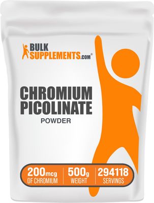 BulkSupplements.com Chromium Picolinate 200mcg Powder - Chromium Picolinate Powder, Chromium Supplements - Yeast Free, 200mcg of Chromium, 1.7mg per Serving, 500g (1.1 lbs) (Pack of 1)