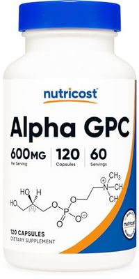 Nutricost Alpha GPC 600mg, 120 Vegetarian Capsules - Non-GMO and Gluten Free, 300mg Per Capsule