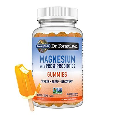 Garden of Life Dr Formulated Magnesium Citrate Supplement with Prebiotics &amp; Probiotics for Stress, Sleep &amp; Recovery - Vegan, Gluten Free, Kosher, Non-GMO, No Added Sugars - 60 Gummies