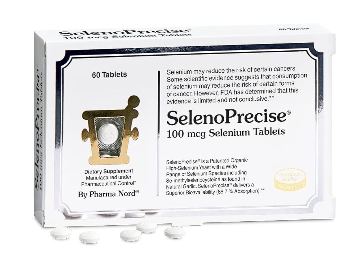 SelenoPrecise | World&#39;s Only Pharmaceutical-Grade Organic Selenium Supplement | Guaranteed 88.7% Absorption | Thyroid Support, Immune System, Prostate Protection &amp; Heart Health | Selenium 100 mcg tabs