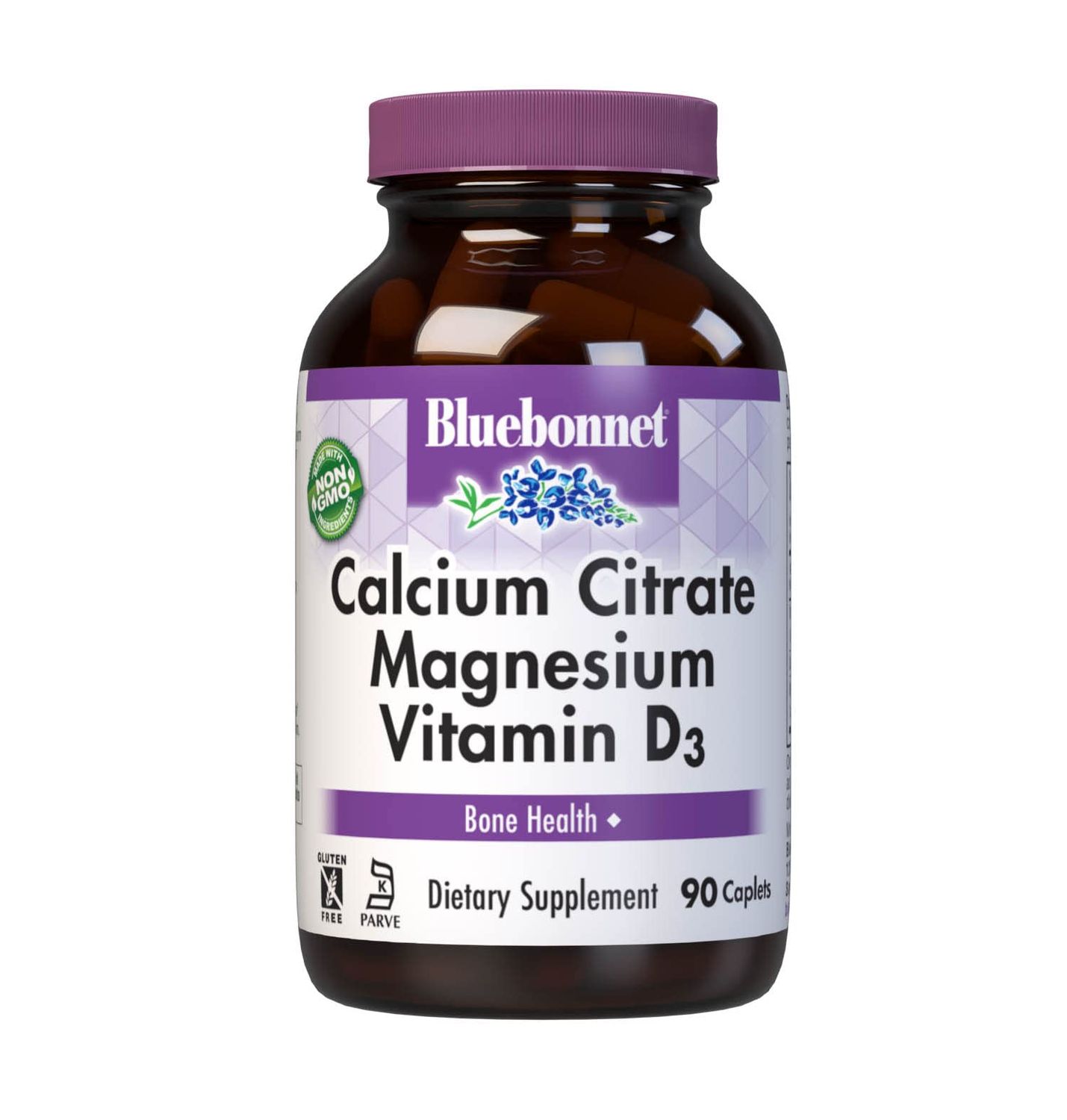 Bluebonnet Nutrition Calcium Citrate Magnesium Plus Vitamin D3 Caplets, Bone Health &amp; Muscle Relaxation, Non GMO, Gluten, Soy &amp; Milk Free, Kosher, White, 90 Count