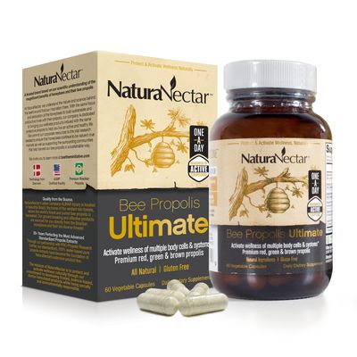 NaturaNectar Ultimate Bee Propolis | NSF Contents Certified | Premium Red, Green, Brown Brazilian Propolis | with Flavonoids and PWE | Ethical Beekeeping &amp; Naturally Sourced | 60 Veggie Capsules