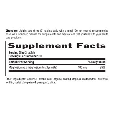 Country Life Chelated Magnesium Glycinate 400mg, 90 Tablets, Certified Gluten Free, Certified Vegan, Certified Halal, Non-GMO Verified