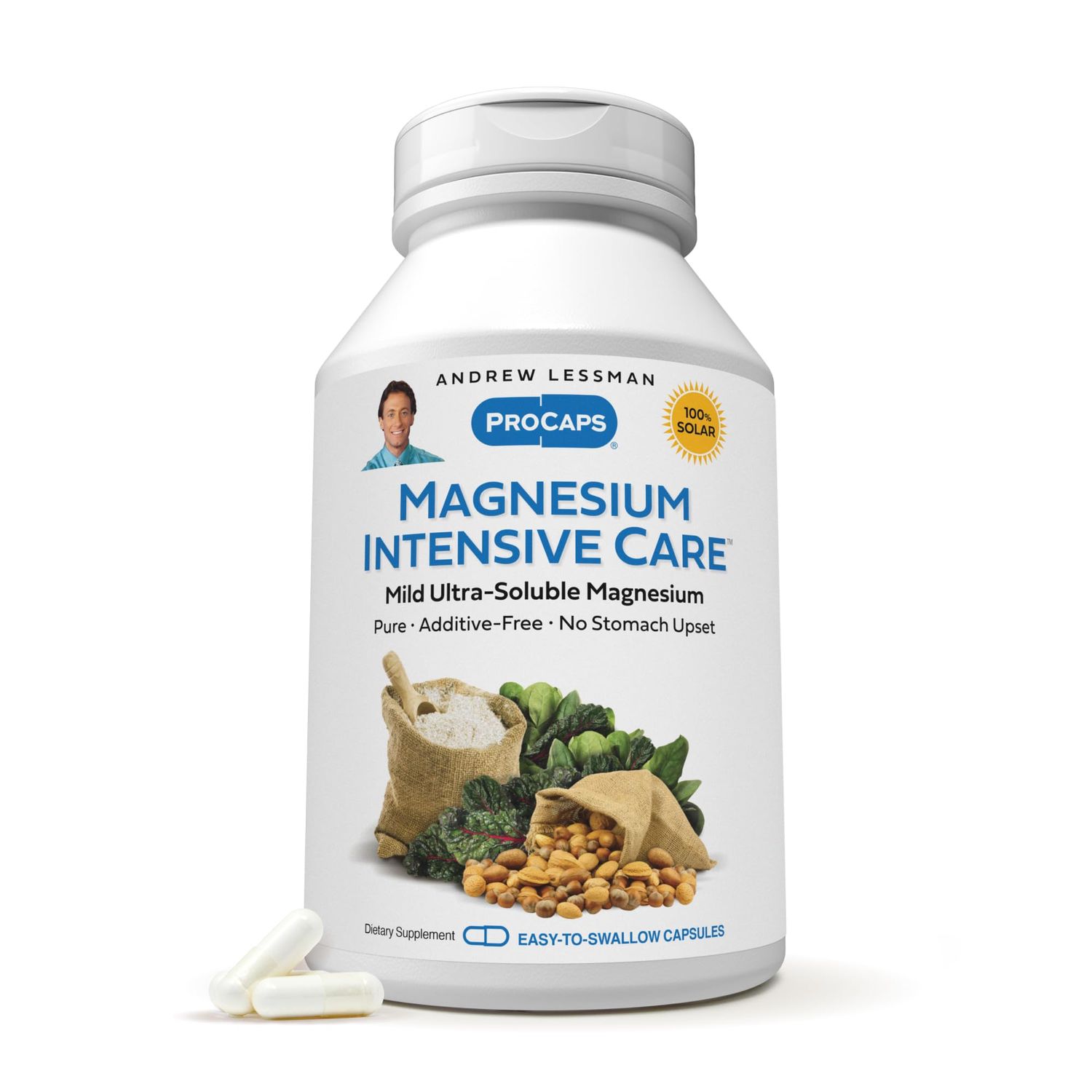 Andrew Lessman Magnesium Intensive Care 250 Capsules - 200mg Mild Ultra-Soluble Magnesium, Supports Nerves, Muscles, Brain and Heart, No Additives, Gentle to Even The Most Sensitive Stomachs