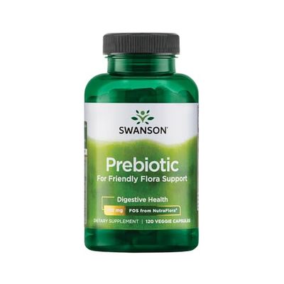 Swanson Prebiotic Capsules - Promotes Friendly Flora Support &amp; Overall Digestive Health - Prebiotic Fiber Promoting Gut Health &amp; Immune Health Support - (120 Veggie Capsules, 750mg Each) 1 Pack