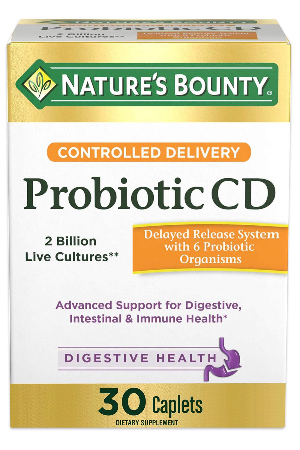 Nature's Bounty Controlled Delivery Probiotic, Dietary Supplement, Advanced Support for Digestive, Intestinal and Immune Health, 30 Caplets
