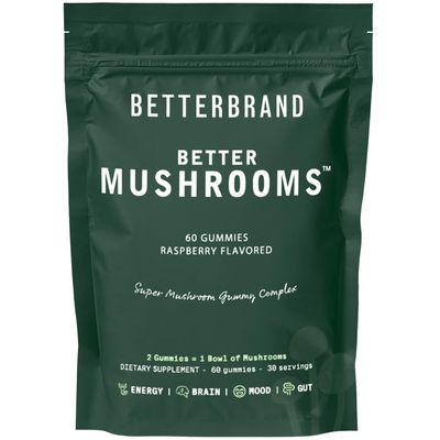 Betterbrand BetterMushrooms Mushroom Gummies to Support Gut Health, Metabolism, Energy, Focus - Lion&#39;s Mane, Cordyceps, Chaga &amp; Maitake Mushroom Supplement - Maintains Healthy Immune System