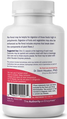Houston Enzymes - No-Fenol Enzyme for Polyphenolic Foods - 90 Capsules (90 Doses) - Professionally Formulated to Support Polyphenolic Digestion - Enhances Breakdown of Fruits & Vegetable Fiber