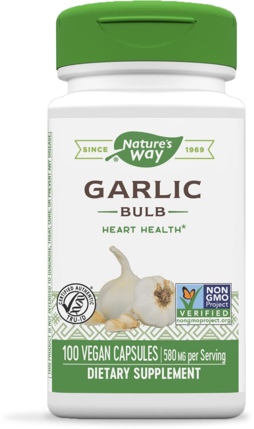 Nature&#39;s Way Garlic Bulb, Supports Heart Health*, 100 Vegan Capsules