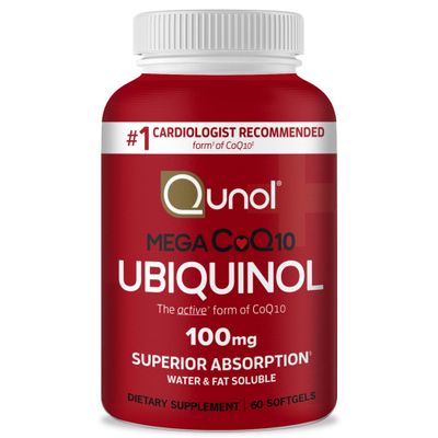 Qunol Ubiquinol CoQ10 100mg Softgels, Qunol Mega Ubiquinol 100mg - Superior Absorption - Active form of Coenzyme Q10 for Heart Health - 2 Month Supply - 60 Count