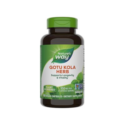 Nature&#39;s Way Gotu Kola - 950 mg per 2-capsule serving - Supports Vitality &amp; Longevity* - Gluten &amp; Dairy Free - Non-GMO Project Verified - 180 Vegan Capsules