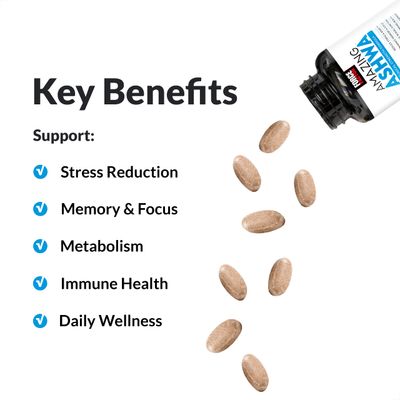 FORCE FACTOR Amazing Ashwa for Stress Relief, Memory, Focus, and Immune Support Health, Ashwagandha Supplement with KSM-66 Ashwagandha for Stress, Vitamins, Minerals, and Antioxidants, 120 Tablets