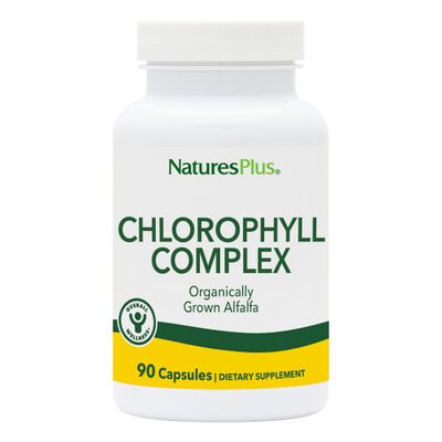 Natures Plus Chlorophyll Complex - 90 Capsules - 600 mg of Organic Alfalfa - Superfood Supplement &amp; Antioxidant - Immune System Support, Boost Energy - Gluten Free - 45 Servings