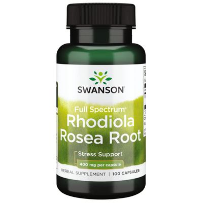 Swanson Premium Brand Rhodiola Rosea Root - Adaptogenic Herb Supplement Promoting Mood Balance &amp; Stress Support - Natural Formula for Energy Support - (100 Capsules, 400mg Each)