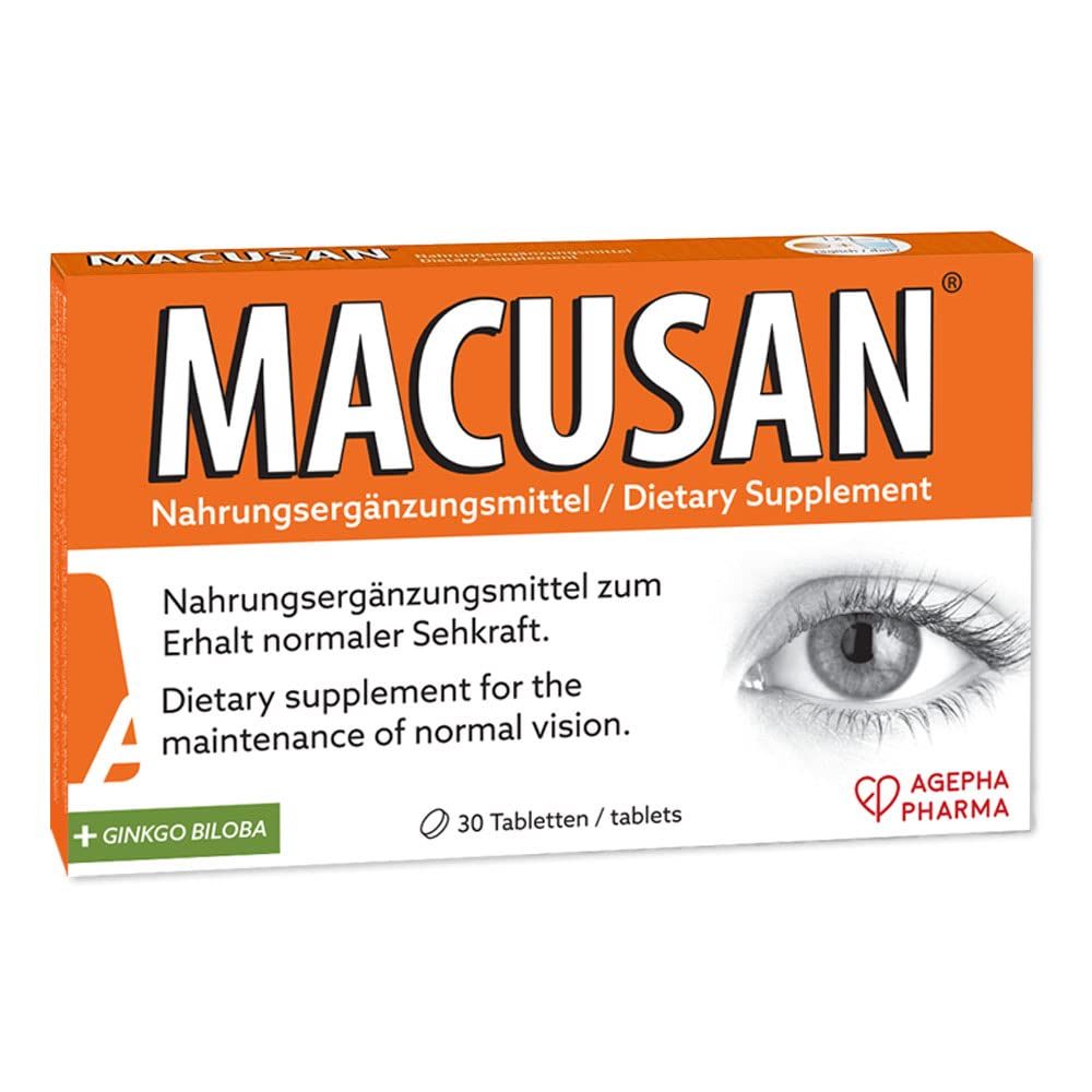 Macusan Dry Eye Tablets for Age-Related Eye Health Problems | Eye Vitamin &amp; Mineral Supplement with Lutein, Zeaxanthin, Ginkgo Biloba &amp; Omega-3 to Improve Eyesight | Eye Supplements for Dry Eyes